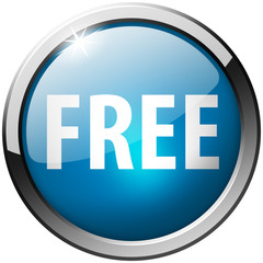 Free Round Blue Metal Shiny Button