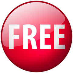 Free Round Red Glass Shiny realistic isolated button