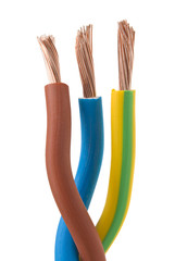 closeup of a electric cable on a white background