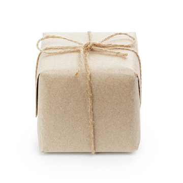 small cube box with string bow