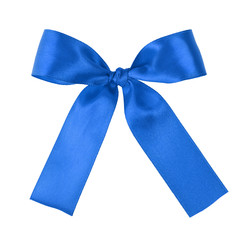 blue festive tied bow made from ribbon
