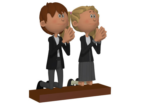 praying boy and girl cartoon characters clip art preview