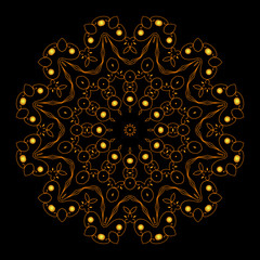 Abstract floral ornament of gold gems