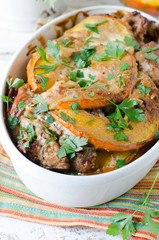 Meat baked with pumpkin