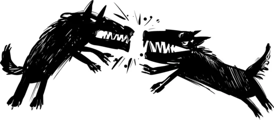 Wandcirkels plexiglas fighting wolves illustration © Igor Zakowski