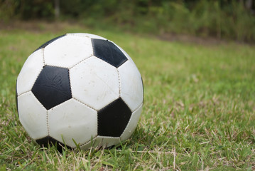 Fototapeta na wymiar soccer ball on green field