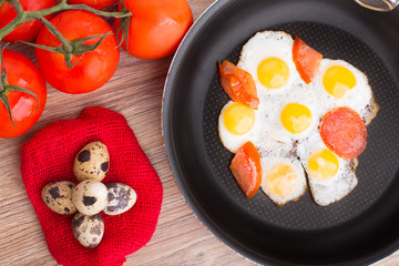 Fried quail eggs