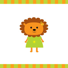 Obraz premium Cartoon lion girl card