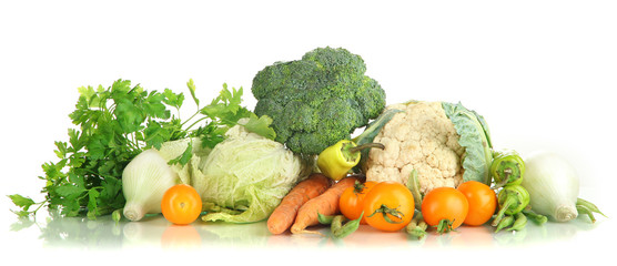 Fresh vegetables isolated on white