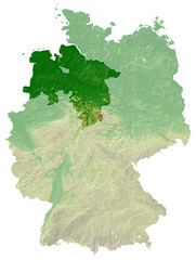 Obraz premium Niedersachsen - topografische Relief Karte Deutschland