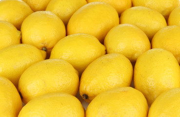 Ripe lemons close-up