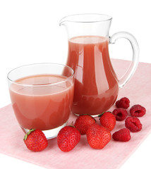 Delicious strawberry juice isolated on white