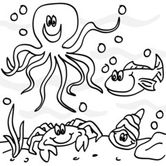 Outline of marine life cartoon characters