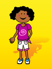 Black little girl over yellow