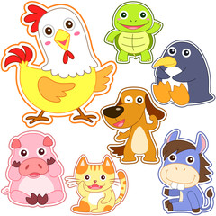 cute cartoon animal set