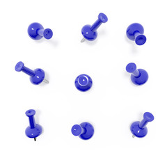 Thumbtacks from different angles blue