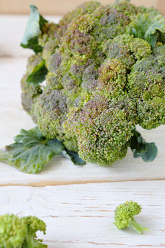 Large broccoli on the table