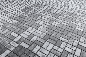 Background texture of gray modern cobblestone road