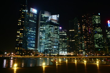 Fototapeta na wymiar Singapore Business, Marina Bay Financial Center, Night