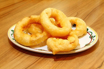 Fried onion  in a dish