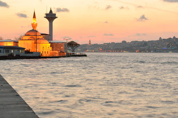 Bosphorus with Semsi Pasa Mosque at sunset, Istanbul