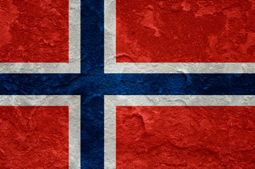 Fototapeta premium Norway flag on grunge concrete wall