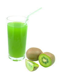 kiwi juice on white background