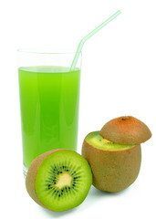 kiwi juice on white background