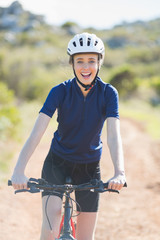 Naklejka premium Happy woman with bike