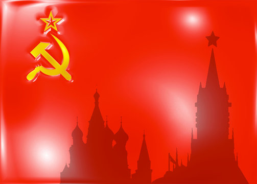 soviet flag with symbols