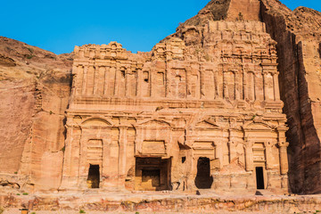 royal tombs in nabatean city of  petra jordan