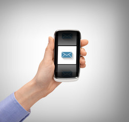 man with smartphone and message icon