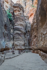 the siq path in nabatean city of  petra jordan