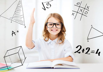 student girl studying at school