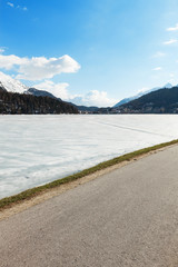 beautiful mountain landscape, lake ice