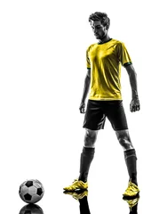 Foto op Canvas brazilian soccer football player young man silhouette © snaptitude