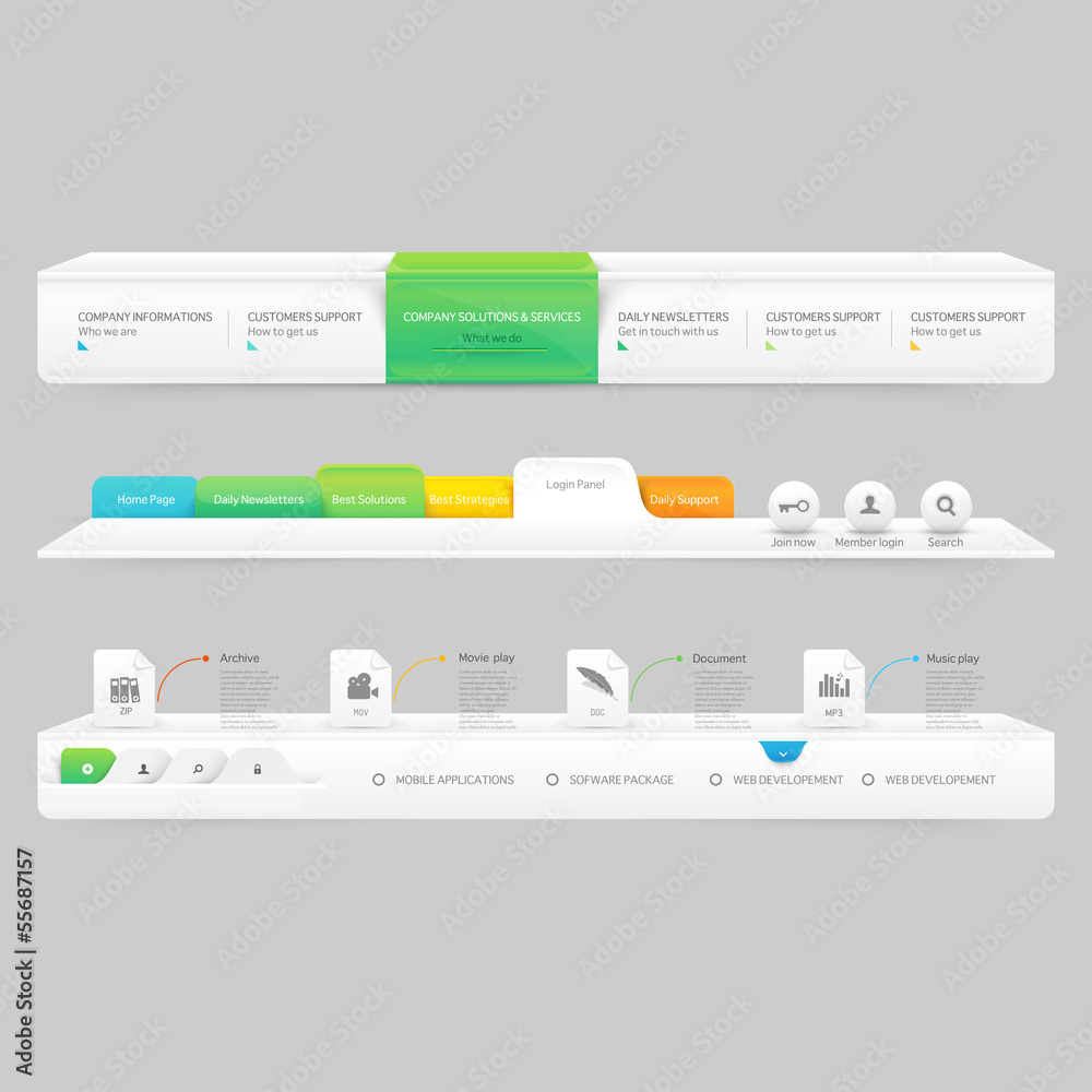 Wall mural website template infographic navigation elements with icons