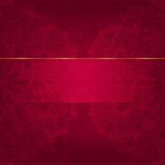 Card with a floral pattern. Luxurious deep red gift card - 55687372