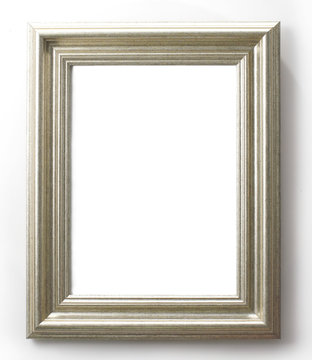 Old wooden frame on white background