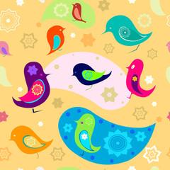 Obraz premium Seamless pattern with various birds