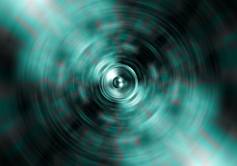 Audio speaker on blurred green background