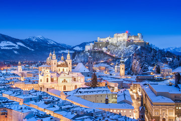 Obraz premium Salzburg zimą, Salzburger Land, Austria
