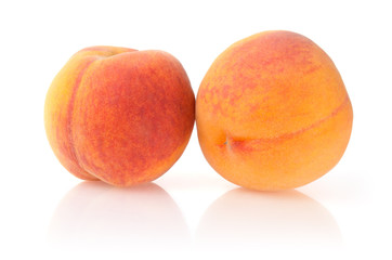 Ripe Peaches Isolated on White Background