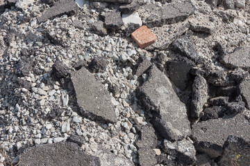 Concrete debris on construction site