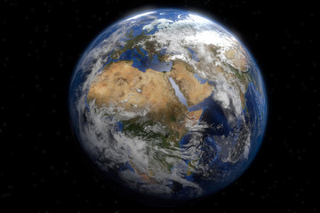 La planète terre centrée sur le continent africain