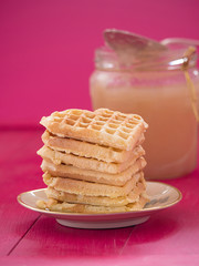 Apfelkompott mit frischen Waffeln