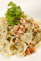 pasta with cream cheese and cedar nuts