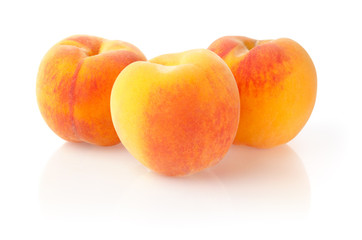 Ripe Peaches Isolated on White Background