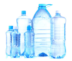 Naklejka premium Bottles of water, isolated on white