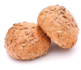 Two hamburger bun or roll with sesame seeds  cutout